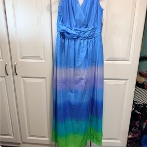 Taylor Blue to Green Ombre Maxi Dress